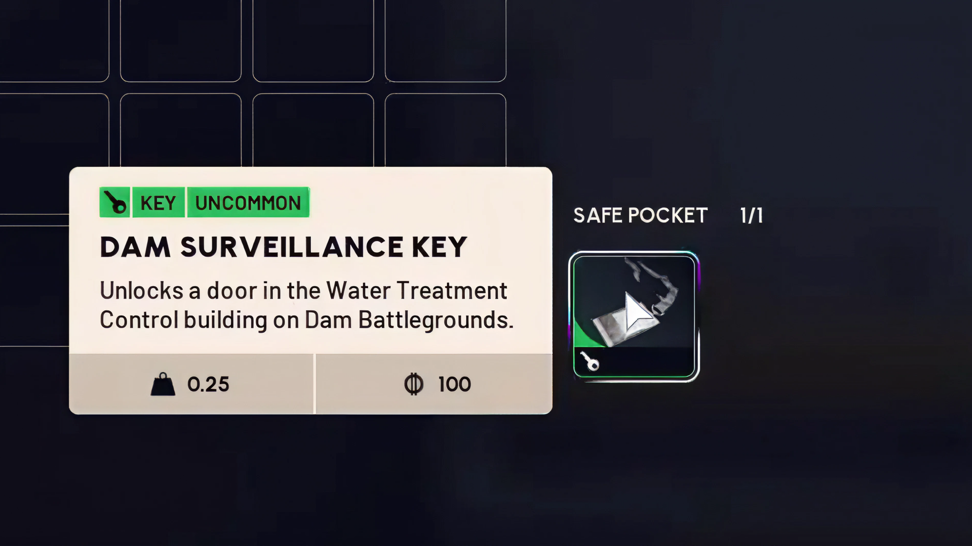 Arc Raiders Dam Surveillance Key in Safe Pocket