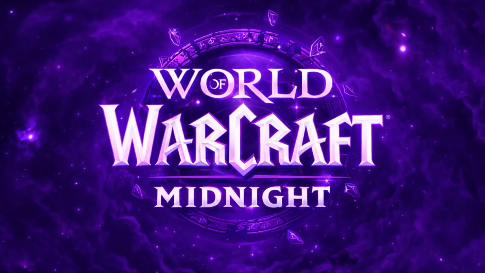 World of Warcraft Midnight expansion key art featuring Xal'atath and the new Void-themed atmosphere